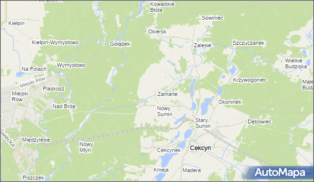 mapa Zamarte gmina Cekcyn, Zamarte gmina Cekcyn na mapie Targeo