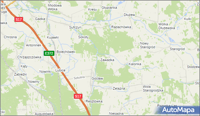 mapa Zawadka gmina Pilawa, Zawadka gmina Pilawa na mapie Targeo