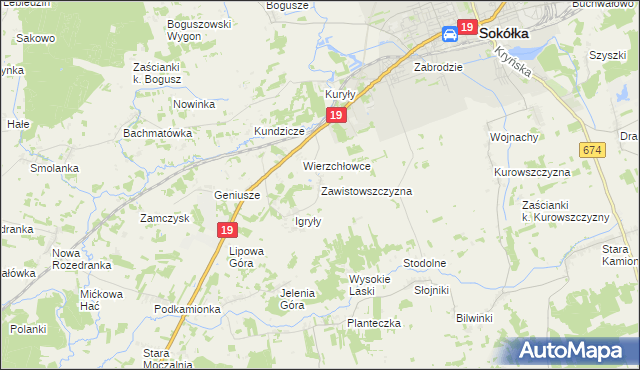 mapa Zawistowszczyzna, Zawistowszczyzna na mapie Targeo