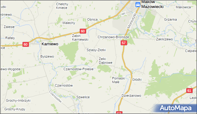 mapa Zelki Dąbrowe, Zelki Dąbrowe na mapie Targeo