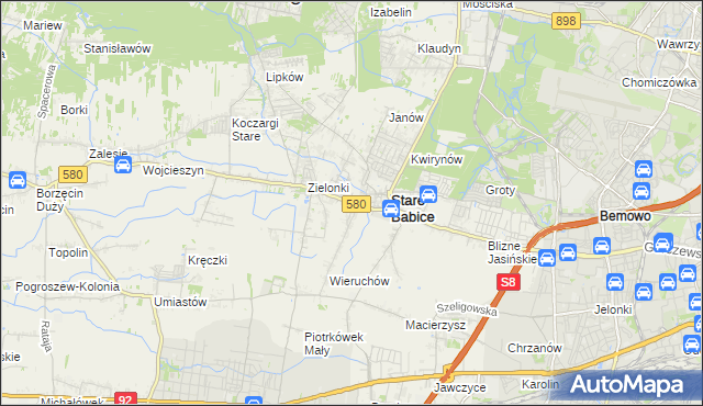 mapa Zielonki-Parcela, Zielonki-Parcela na mapie Targeo