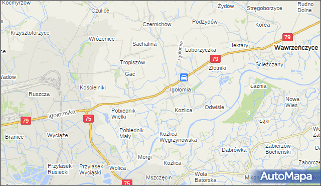 mapa Zofipole gmina Igołomia-Wawrzeńczyce, Zofipole gmina Igołomia-Wawrzeńczyce na mapie Targeo