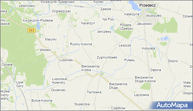 mapa Zygmuntówek gmina Kłodawa, Zygmuntówek gmina Kłodawa na mapie Targeo