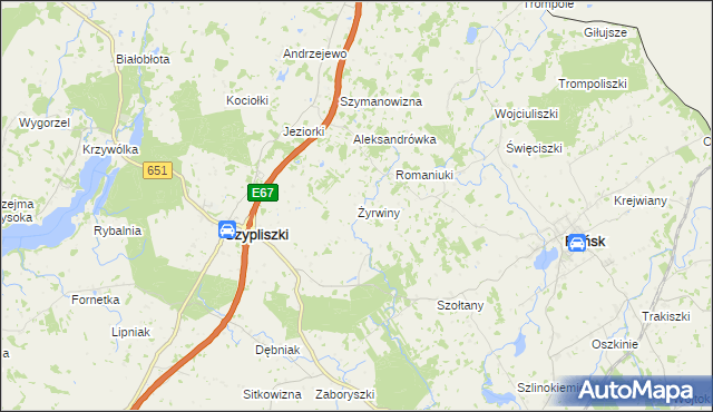 mapa Żyrwiny, Żyrwiny na mapie Targeo