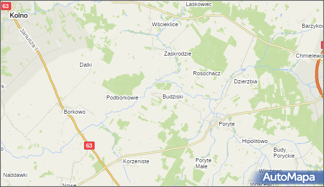 mapa Budziski gmina Stawiski, Budziski gmina Stawiski na mapie Targeo