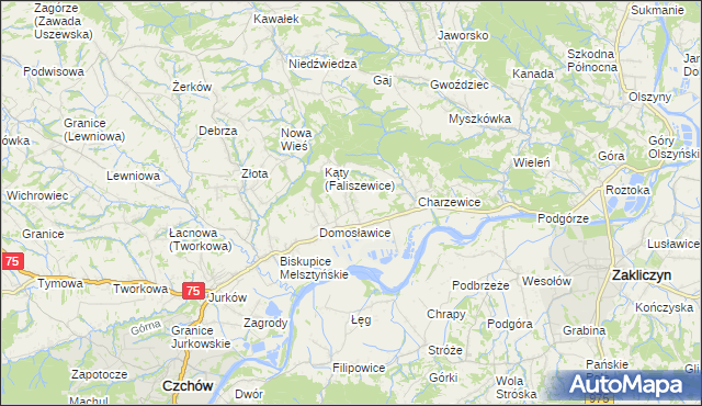 mapa Faliszewice, Faliszewice na mapie Targeo