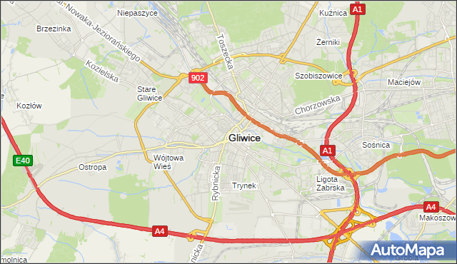 mapa Gliwic, Gliwice na mapie Targeo