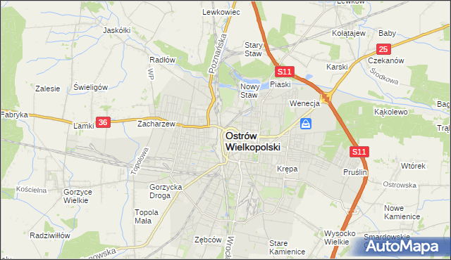 mapa Ostrów Wielkopolski, Ostrów Wielkopolski na mapie Targeo