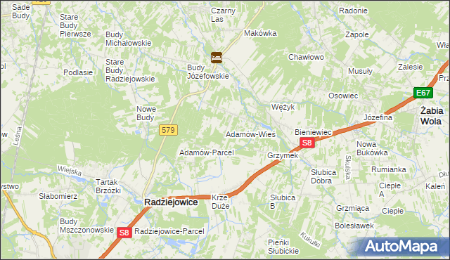 mapa Adamów-Wieś, Adamów-Wieś na mapie Targeo
