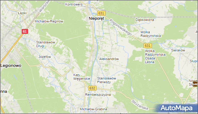 mapa Aleksandrów gmina Nieporęt, Aleksandrów gmina Nieporęt na mapie Targeo