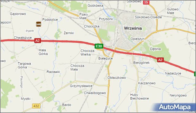 mapa Białężyce, Białężyce na mapie Targeo