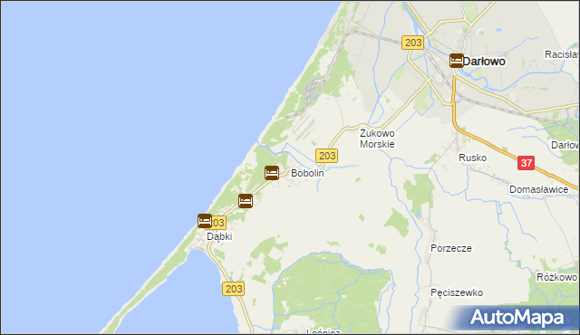 mapa Bobolin gmina Darłowo, Bobolin gmina Darłowo na mapie Targeo