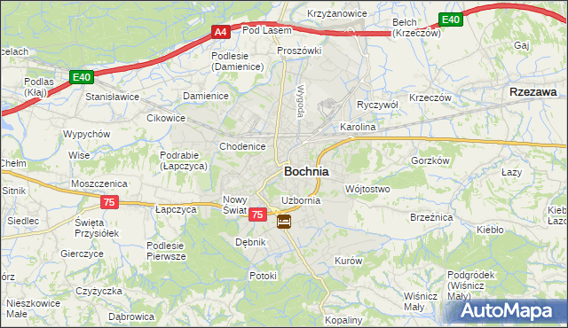 mapa Bochni, Bochnia na mapie Targeo