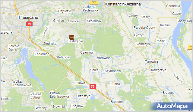 mapa Borowina gmina Konstancin-Jeziorna, Borowina gmina Konstancin-Jeziorna na mapie Targeo