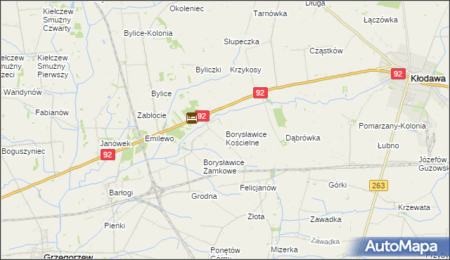 mapa Borysławice Kościelne, Borysławice Kościelne na mapie Targeo