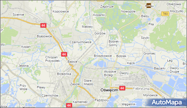 mapa Broszkowice, Broszkowice na mapie Targeo