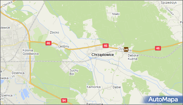 mapa Chrząstowice powiat opolski, Chrząstowice powiat opolski na mapie Targeo