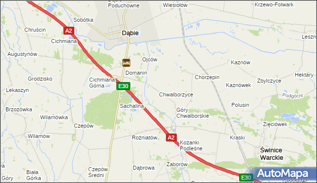 mapa Chwalborzyce, Chwalborzyce na mapie Targeo