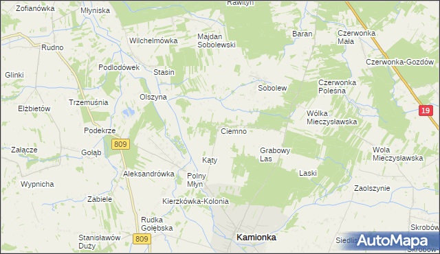 mapa Ciemno gmina Kamionka, Ciemno gmina Kamionka na mapie Targeo
