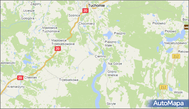mapa Ciemno gmina Tuchomie, Ciemno gmina Tuchomie na mapie Targeo