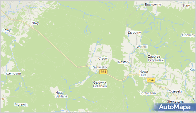 mapa Cisów gmina Daleszyce, Cisów gmina Daleszyce na mapie Targeo