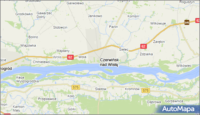 mapa Czerwińsk nad Wisłą, Czerwińsk nad Wisłą na mapie Targeo