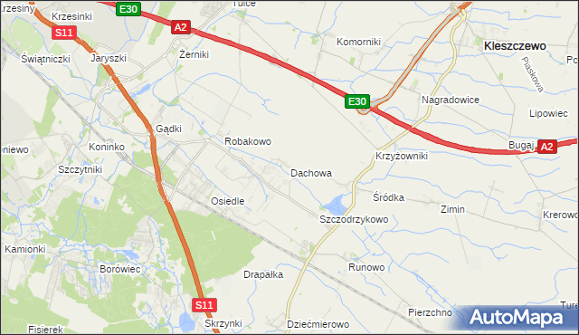 mapa Dachowa gmina Kórnik, Dachowa gmina Kórnik na mapie Targeo
