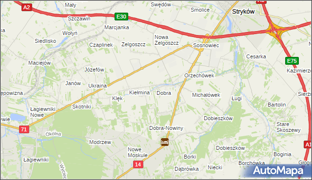 mapa Dobra gmina Stryków, Dobra gmina Stryków na mapie Targeo