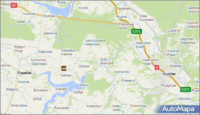 mapa Doły Biskupie, Doły Biskupie na mapie Targeo