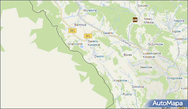 mapa Dworki gmina Nowa Ruda, Dworki gmina Nowa Ruda na mapie Targeo