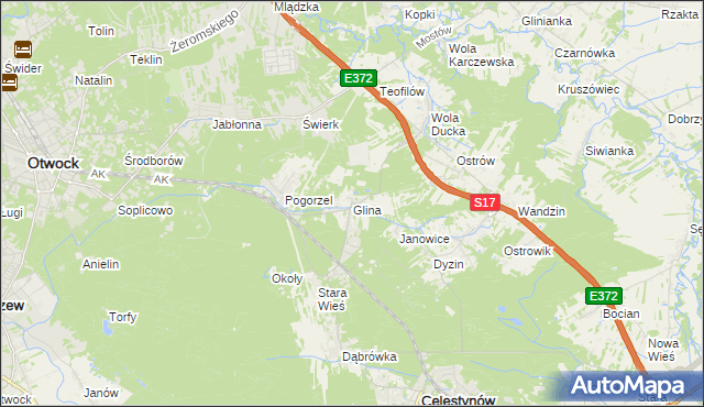 mapa Glina gmina Celestynów, Glina gmina Celestynów na mapie Targeo