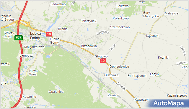 mapa Głogowo, Głogowo na mapie Targeo