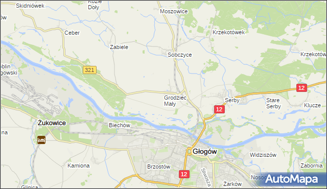 mapa Grodziec Mały, Grodziec Mały na mapie Targeo