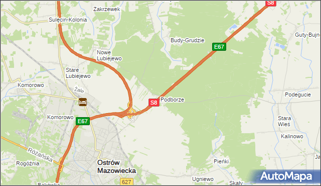 mapa Grudzie gmina Ostrów Mazowiecka, Grudzie gmina Ostrów Mazowiecka na mapie Targeo