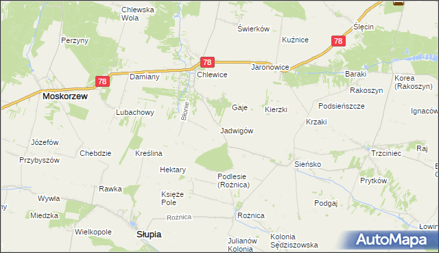 mapa Jadwigów gmina Moskorzew, Jadwigów gmina Moskorzew na mapie Targeo