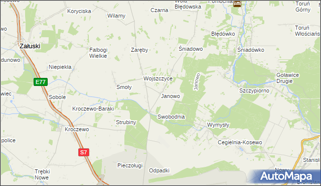 mapa Janowo gmina Zakroczym, Janowo gmina Zakroczym na mapie Targeo