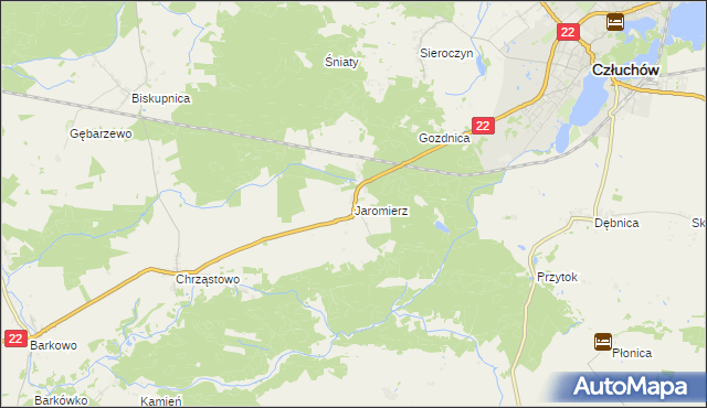 mapa Jaromierz gmina Człuchów, Jaromierz gmina Człuchów na mapie Targeo