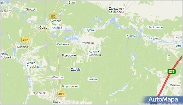 mapa Jedle gmina Nowa Brzeźnica, Jedle gmina Nowa Brzeźnica na mapie Targeo