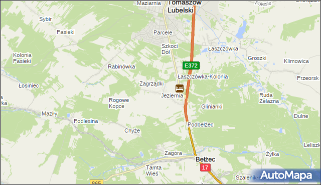 mapa Jeziernia, Jeziernia na mapie Targeo