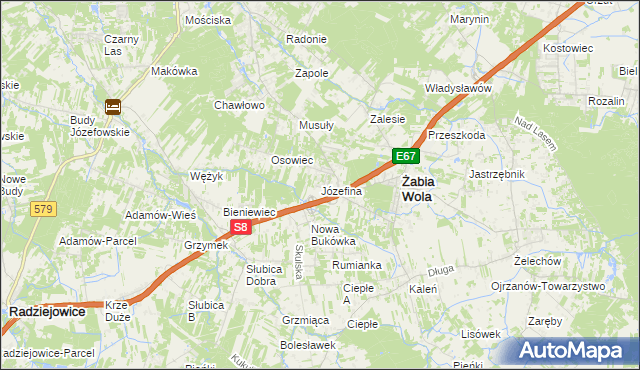 mapa Józefina gmina Żabia Wola, Józefina gmina Żabia Wola na mapie Targeo