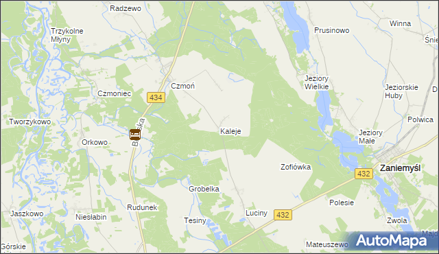 mapa Kaleje gmina Śrem, Kaleje gmina Śrem na mapie Targeo