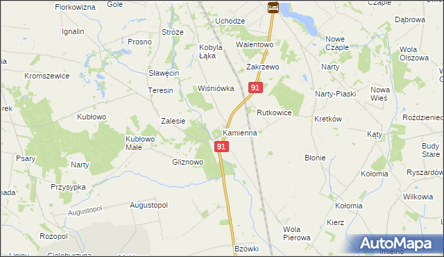 mapa Kamienna gmina Lubień Kujawski, Kamienna gmina Lubień Kujawski na mapie Targeo