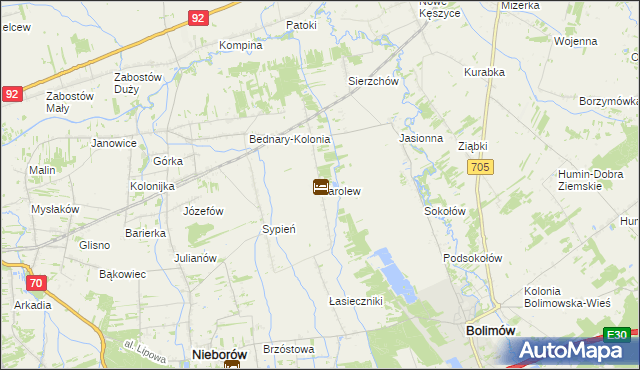 mapa Karolew gmina Nieborów, Karolew gmina Nieborów na mapie Targeo