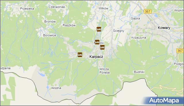 mapa Karpacz, Karpacz na mapie Targeo