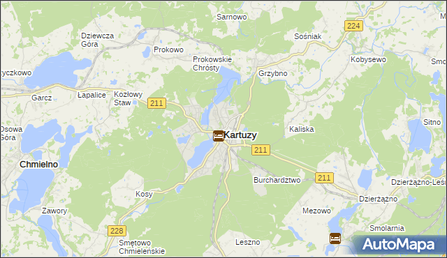 mapa Kartuzy, Kartuzy na mapie Targeo