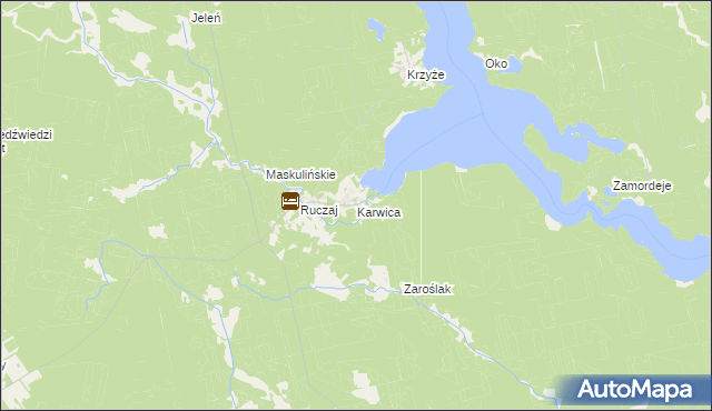 mapa Karwica gmina Ruciane-Nida, Karwica gmina Ruciane-Nida na mapie Targeo