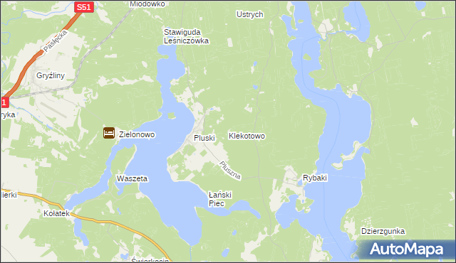 mapa Klekotowo gmina Stawiguda, Klekotowo gmina Stawiguda na mapie Targeo
