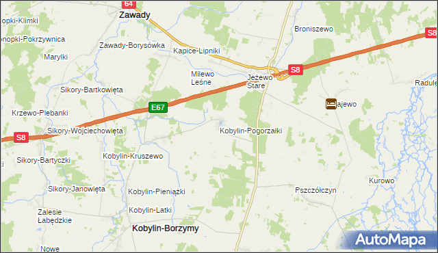 mapa Kobylin-Pogorzałki, Kobylin-Pogorzałki na mapie Targeo