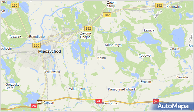 mapa Kolno gmina Międzychód, Kolno gmina Międzychód na mapie Targeo
