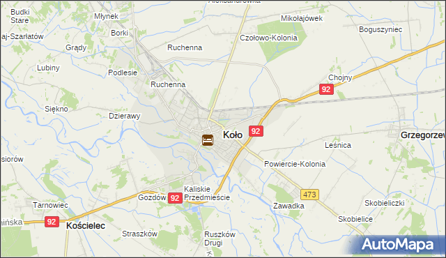 mapa Koło, Koło na mapie Targeo